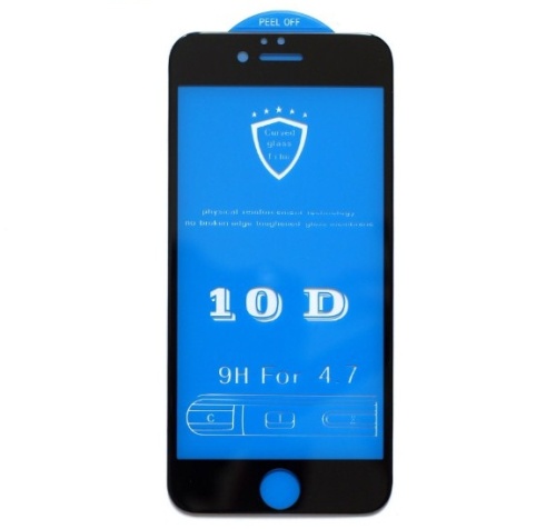 Стекло защитное 10D для iPhone 6/6S (чёрный) купить оптом