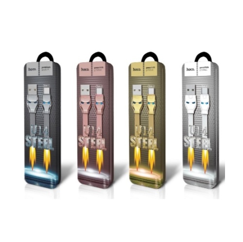 Кабель Micro USB - USB (U14) Hoco Steel man Charging длина 1,2м (gold)* купить оптом