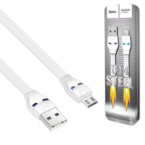 Кабель Micro USB - USB (U14) Hoco Steel man Charging длина 1,2м (белый)* купить оптом