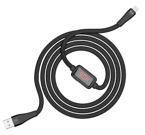Кабель Micro USB - USB (S4) Hoco Timing Display 2,4А длина 1,2м (чёрный)* купить оптом
