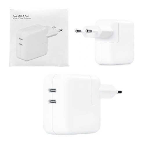 Сетевое зарядное устройство для iPhone (2 Type-C) 35W, 3A (белый) COPY AAA+ купить оптом
