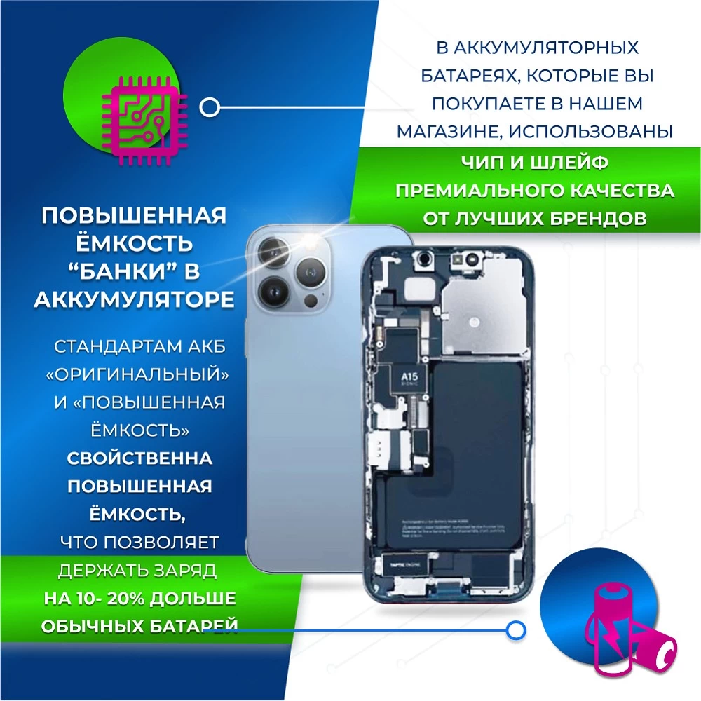 Аккумулятор для iPhone 7 с повышенной ёмкостью (2300 mAh) 