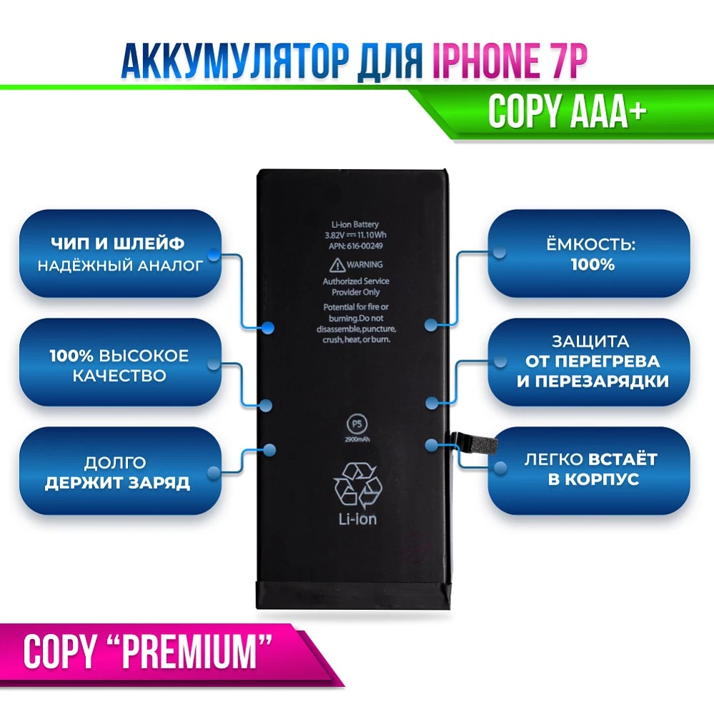 Аккумулятор для iPhone 7 Plus Premium купить оптом рис 2