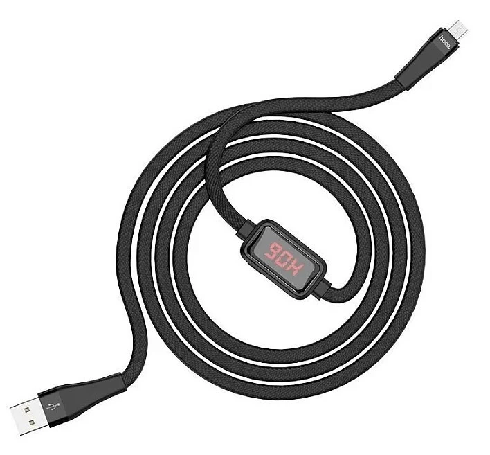 Кабель Micro USB - USB (S4) Hoco Timing Display 2,4А длина 1,2м (чёрный)* купить оптом рис 5