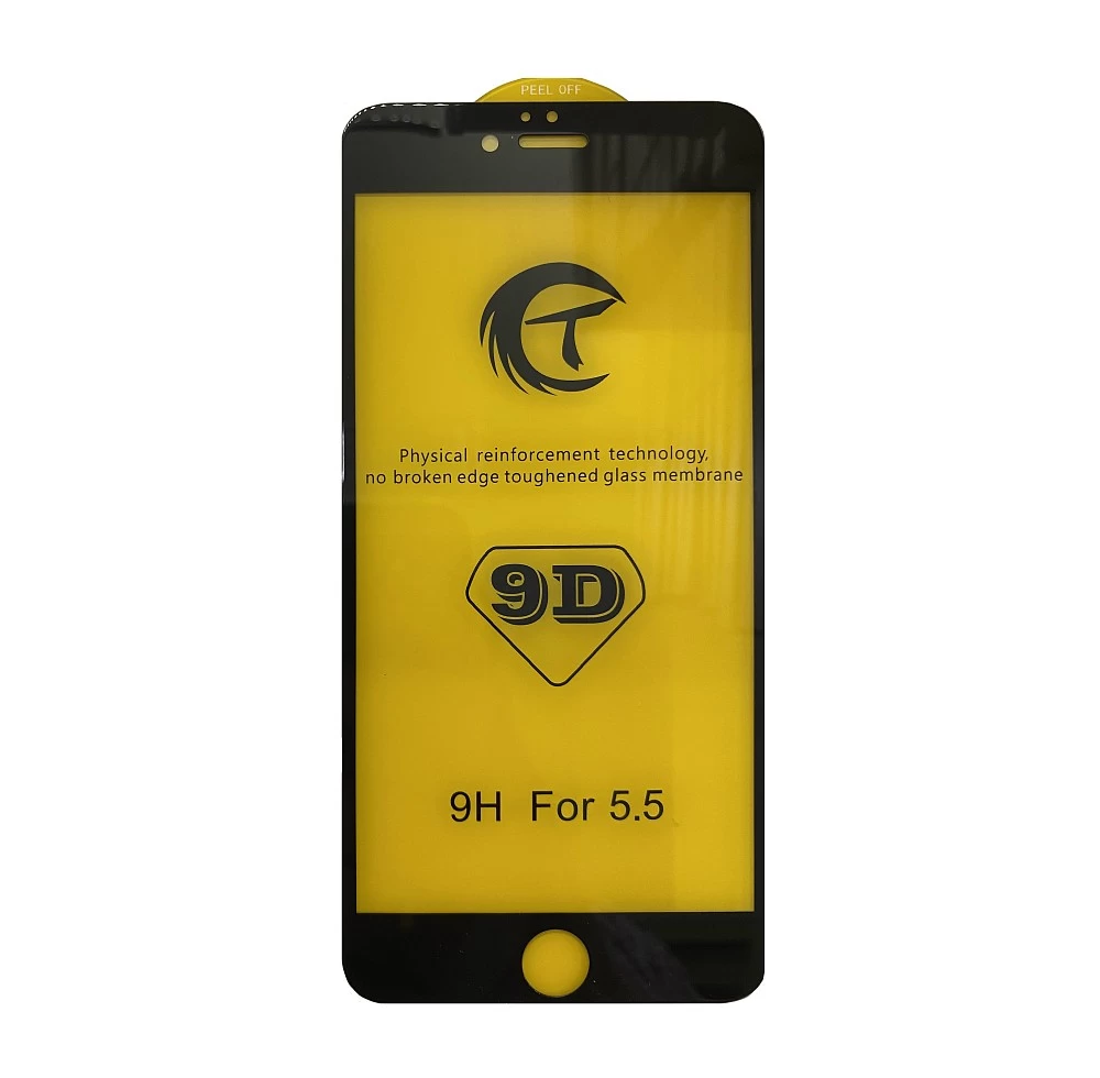 Стекло защитное 9D для iPhone 6/6S (чёрный) купить оптом