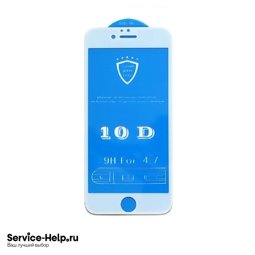 Стекло защитное 10D для iPhone 6/6S (белый) купить оптом рис 2