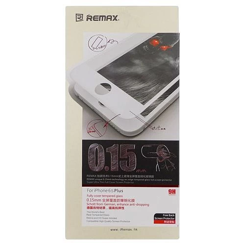 Стекло защитное для iPhone 6 Plus/6S Plus (Joy 3в1) 0,15мм 3D (белый) Remax *		 купить оптом