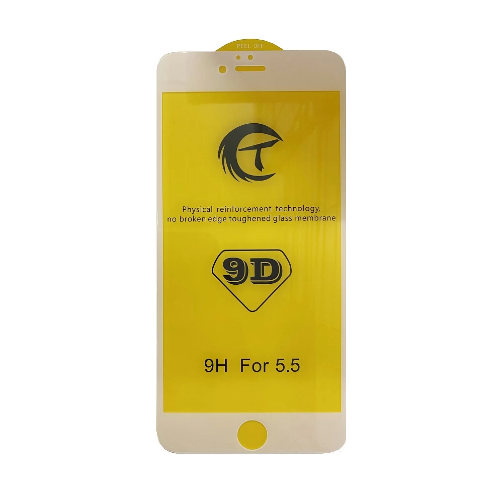 Стекло защитное 9D для iPhone 6/6S (белый) купить оптом рис 1