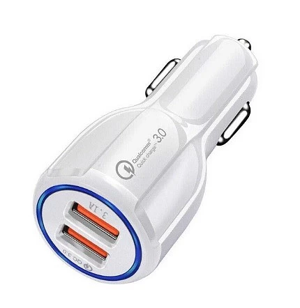 Автомобильное зарядное устройство (АЗУ) для телефона 2 USB 6А (QC 3.0) Qualcomm (белый) в коробке купить оптом