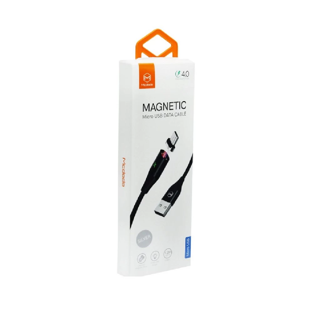 Кабель Micro USB - USB (CA-6521) "MAGNETIC" 4А длина 1,2м (серебро)* купить оптом рис 1