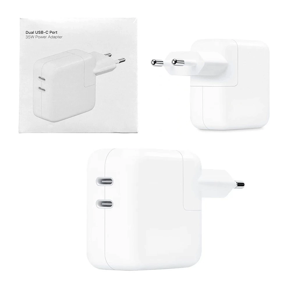 Сетевое зарядное устройство для iPhone (2 Type-C) 35W, 3A (белый) ORIG Завод купить оптом