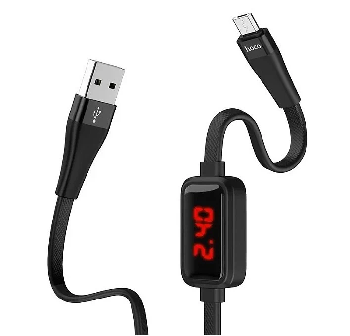 Кабель Micro USB - USB (S4) Hoco Timing Display 2,4А длина 1,2м (чёрный)* купить оптом рис 8