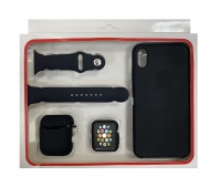 Набор 4в1 (Silicone Case iPhone XS Max +Чехол+Ремешок+"Бампер" Watch 38 / 40мм)(чёрный) - Service-Help.ru