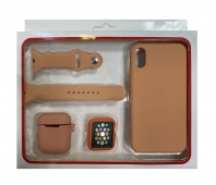 Набор 4в1 (Silicone Case iPhone X / XS  "Бампер" Watch 40 мм) (пудра)* - Service-Help.ru