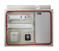 Набор 4в1 (Silicone Case iPhone 6+/ 6S+, "Бампер" Watch 38 мм) (белый)* - Service-Help.ru